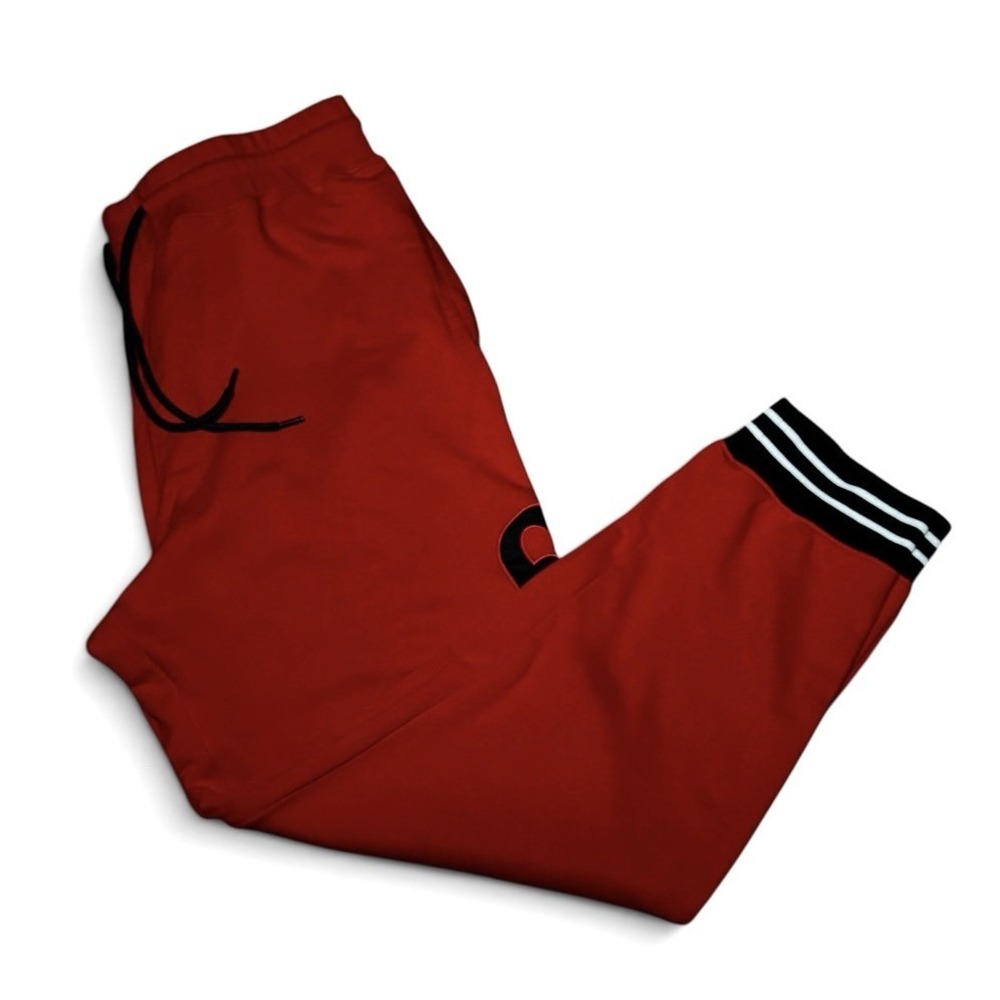 AKOO Mens 3XL Red Jogger Sweatpants Panther Logo Embroidered Streetwear